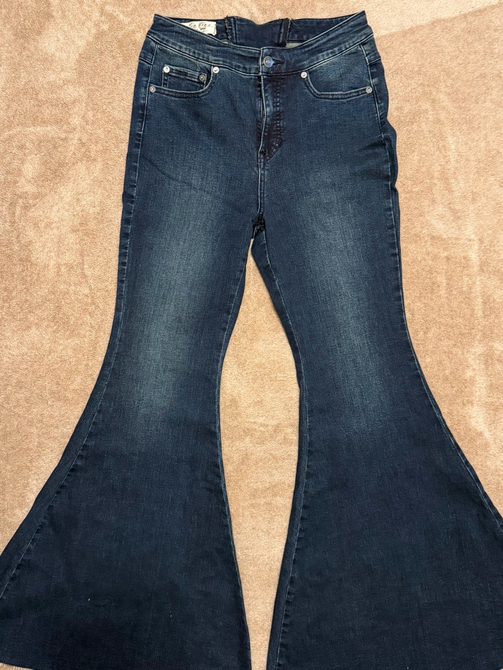 We The Free Dark Indigo High-Rise Flare Jeans